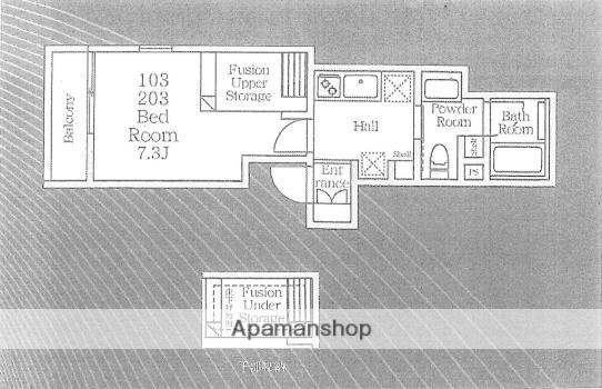 ルピナスガーデン代田(1K/1階)の間取り写真
