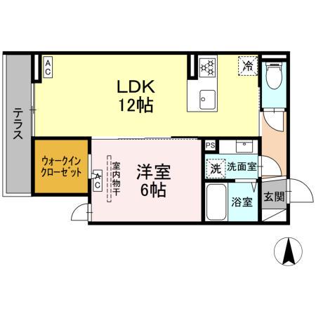 セレスティア中野上高田(1LDK/1階)の間取り写真