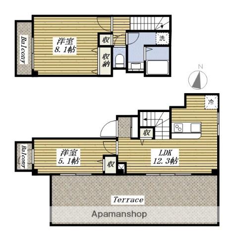 ウィロー板橋本町(2LDK/4階)の間取り写真