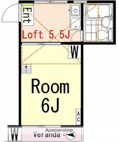 メゾンデスポワール(1K/2階)の間取り写真