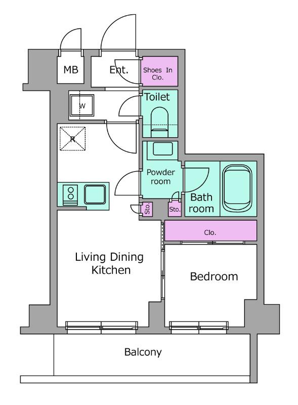 テラス高田馬場ウエスト(1LDK/6階)の間取り写真