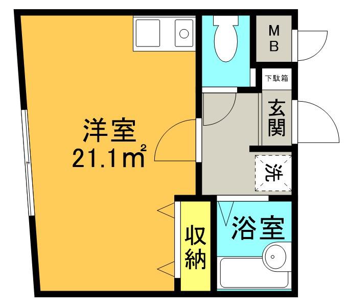 鶴巻ビル(ワンルーム/2階)の間取り写真