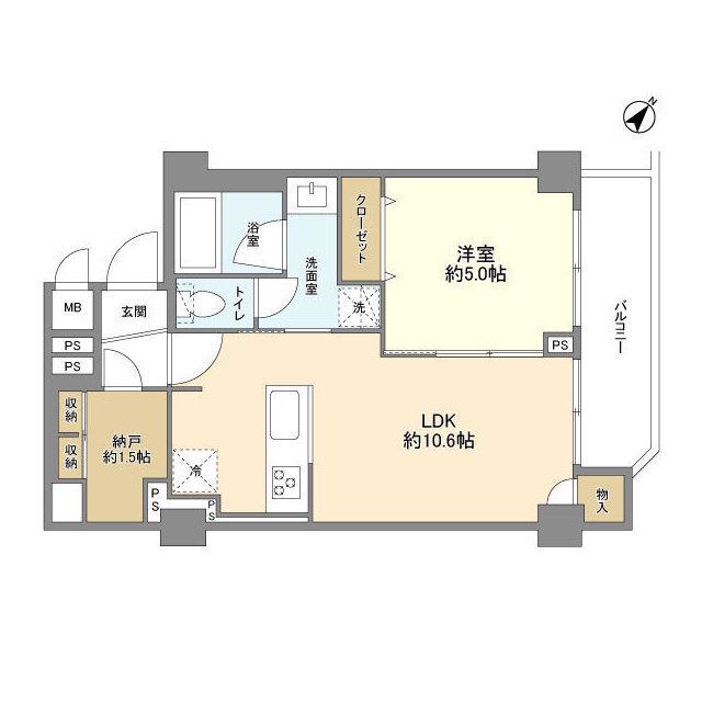 シャンボール弦巻(1SLDK/1階)の間取り写真
