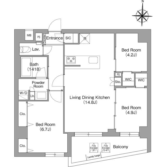 コンフォリア・リヴ永福町(3LDK/3階)の間取り写真
