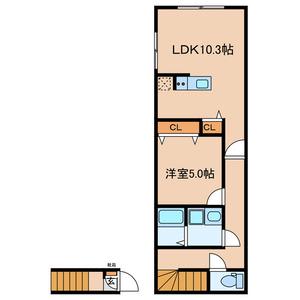 アザレ東武練馬(1LDK/2階)の間取り写真