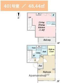 クリオ ラモード目黒本町(1LDK/4階)の間取り写真