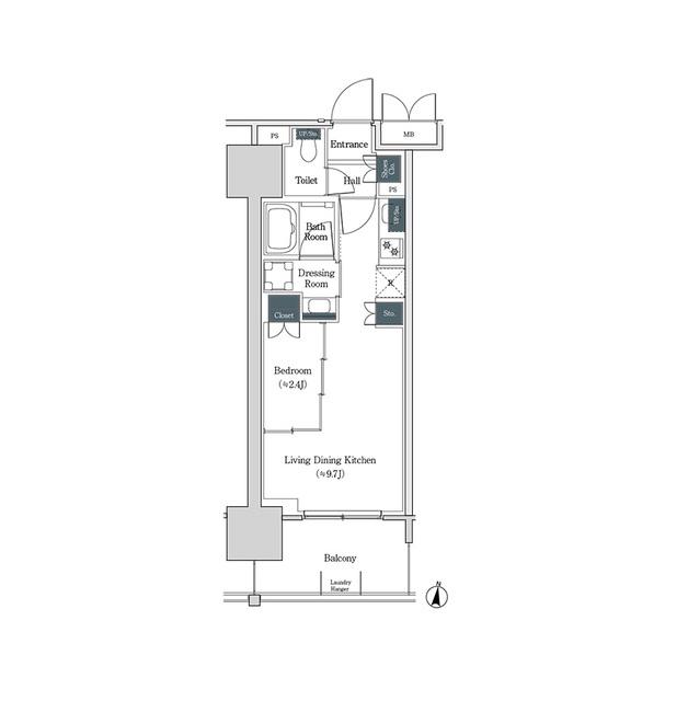 ブルックサイドレジデンス木場(1LDK/8階)の間取り写真