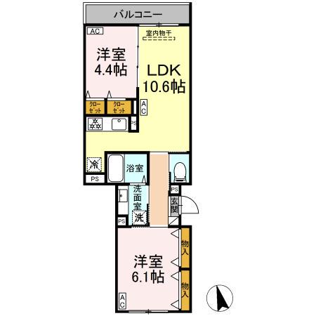 グラナーデ祖師谷(2LDK/2階)の間取り写真