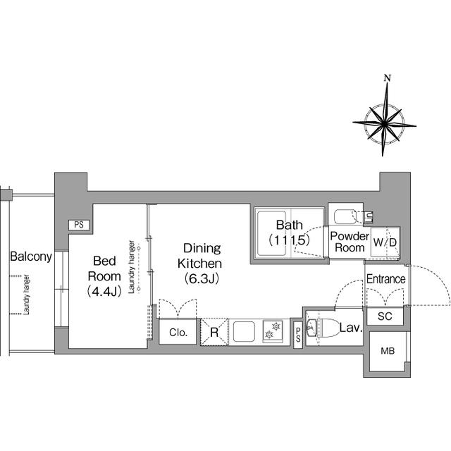 ウエリスアーバン住吉イースト(1DK/5階)の間取り写真