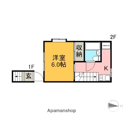 ハイホーム(1K/2階)の間取り写真