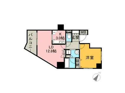 レジディアタワー中目黒(1LDK/14階)の間取り写真