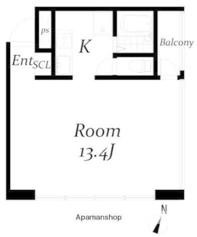 サンストン亀有(1K/4階)の間取り写真