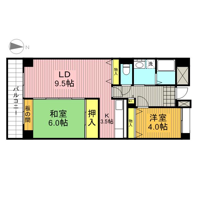 フレール綾瀬 1(2LDK/1階)の間取り写真