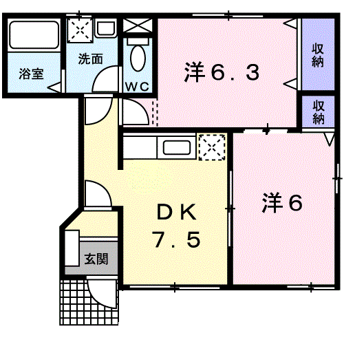 メゾンTOKI(2DK/1階)の間取り写真