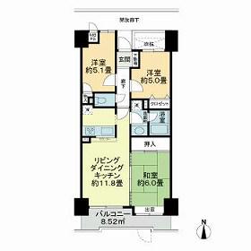 ダイアパレス立石(3LDK/5階)の間取り写真