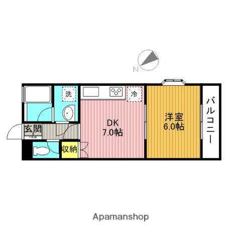 フィオーレ綾瀬(1DK/2階)の間取り写真