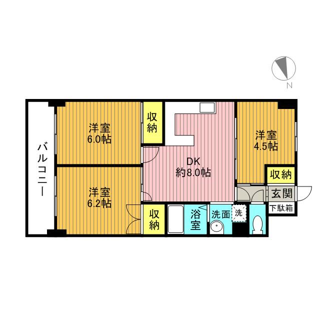 カスティージョ末広(2SDK/5階)の間取り写真