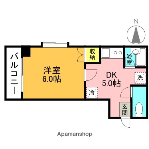 ヴィレヂ・ハピネス3 B棟(1DK/5階)の間取り写真