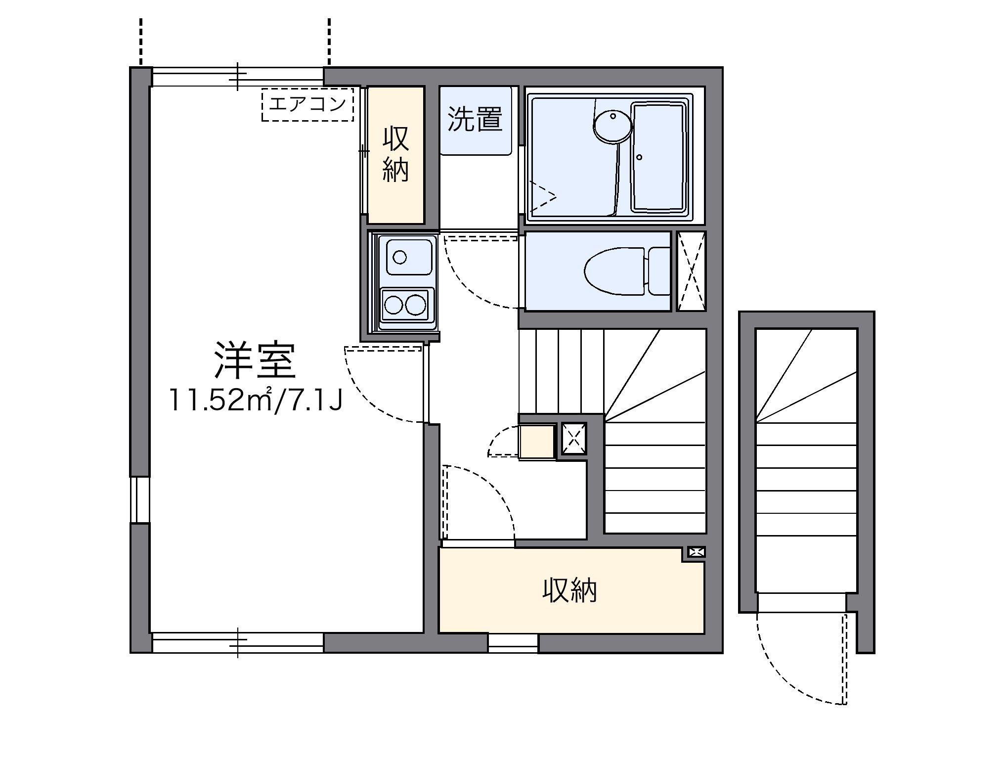 レオネクストソレイユⅣ(1K/2階)の間取り写真