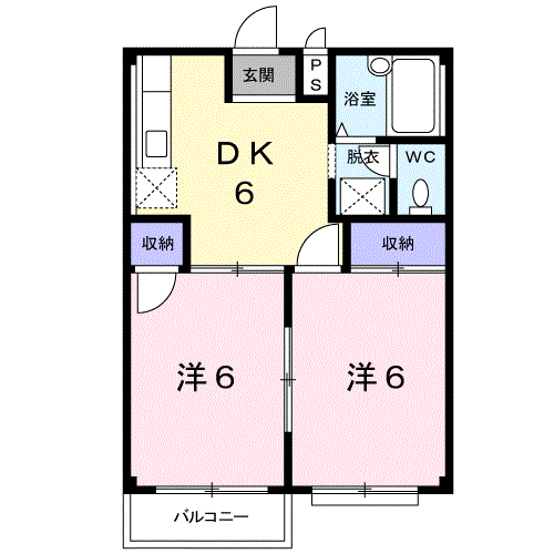 サンライズ(2DK/2階)の間取り写真