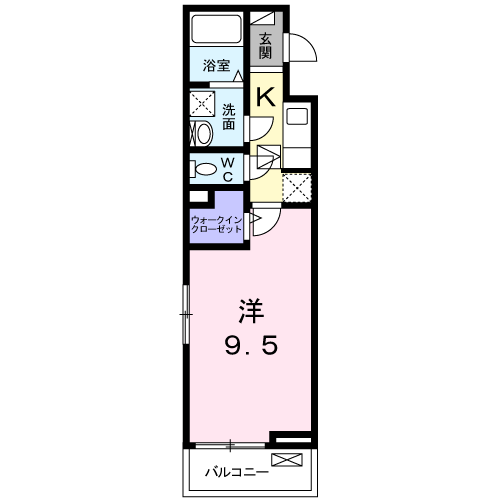 ヴァンベールⅡ(1K/1階)の間取り写真
