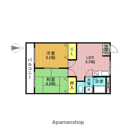 バルビゾンHOUSE(2LDK/2階)の間取り写真