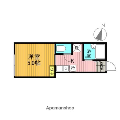 ロイヤルブルーゲート五反野(1K/2階)の間取り写真