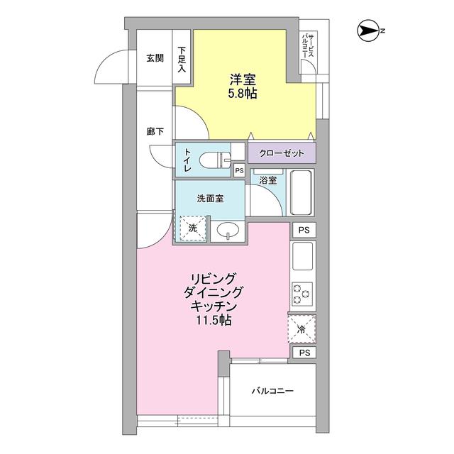 デュエット北千住マキア(1LDK/4階)の間取り写真