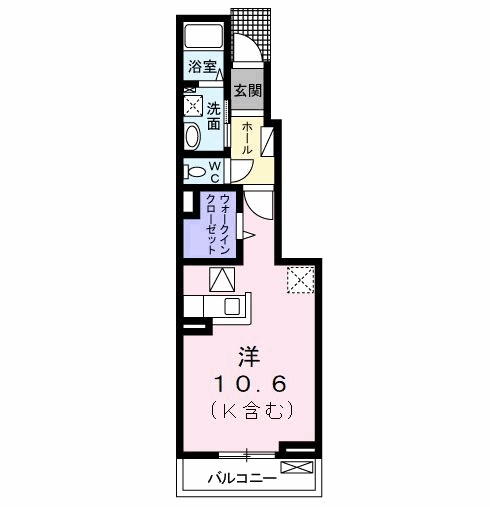 クーネル東松戸(ワンルーム/1階)の間取り写真