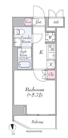 ライジングプレイス綾瀬二番館(1K/1階)の間取り写真