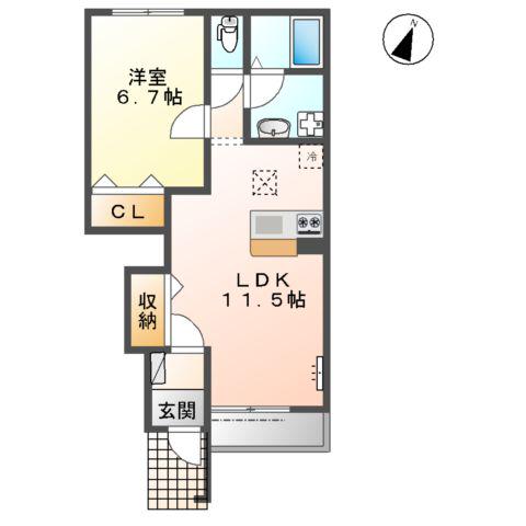 MAISON 圭(1LDK/1階)の間取り写真