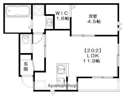 HAPPINESS ノア(1LDK/2階)の間取り写真