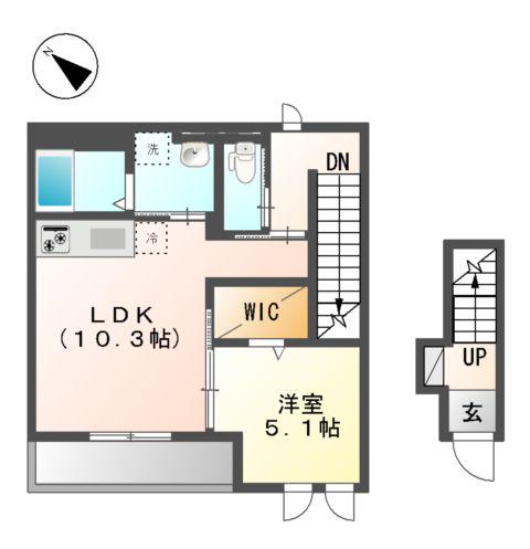 アイリスガーデンⅠ(1LDK/2階)の間取り写真