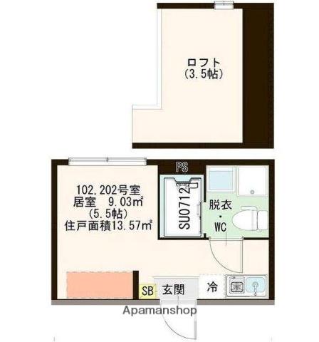 ハーモニーテラス加平(ワンルーム/1階)の間取り写真