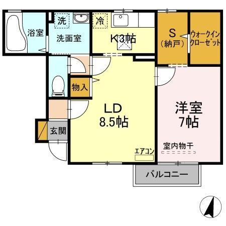 吉野ハイツⅢ(1LDK/1階)の間取り写真