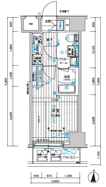 メインステージ千住中居町(1K/1階)の間取り写真