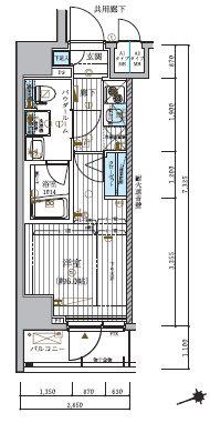 メインステージ北千住Ⅳ(1K/6階)の間取り写真