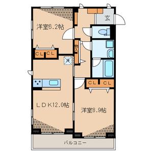 クレイン西日暮里(2LDK/3階)の間取り写真