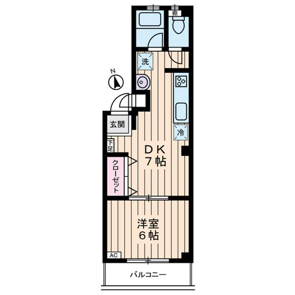 カーサたんぽぽ(1DK/2階)の間取り写真