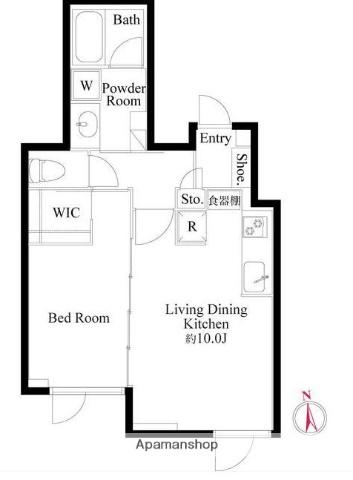アリュイッテ青井(1LDK/1階)の間取り写真