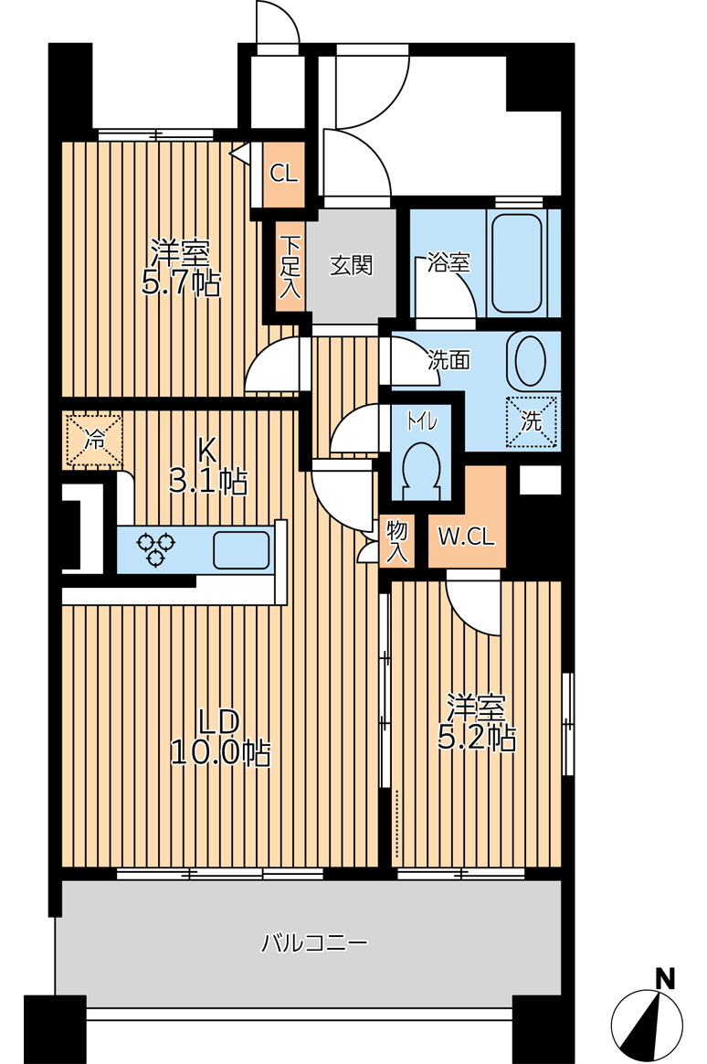 リーフコンフォート新小岩(2LDK/10階)の間取り写真