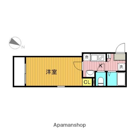 GRADO KAMEARI(1K/2階)の間取り写真