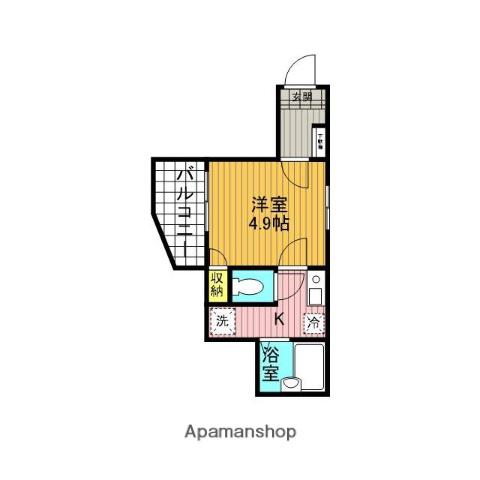 メルディア梅島2(1K/3階)の間取り写真