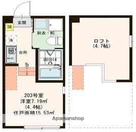 ハーモニーテラス梅田XⅡ(ワンルーム/2階)の間取り写真