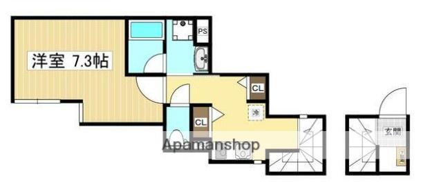 O2レジデンス青井(1K/2階)の間取り写真