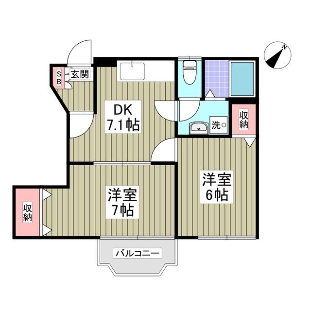 サニービレッジ壱番館(2DK/1階)の間取り写真