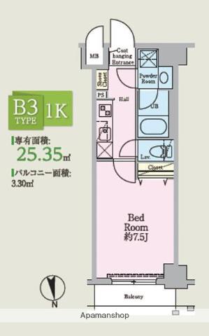 HYS綾瀬駅前(1K/6階)の間取り写真