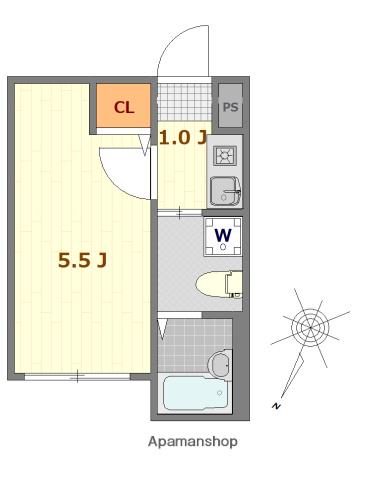 エスポワール綾瀬壱番館(1K/2階)の間取り写真