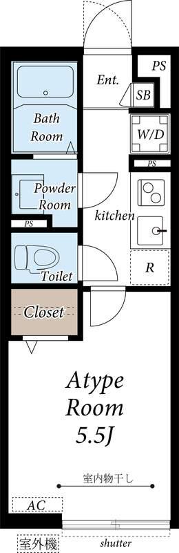 グレイス高野Ⅱ(1K/1階)の間取り写真