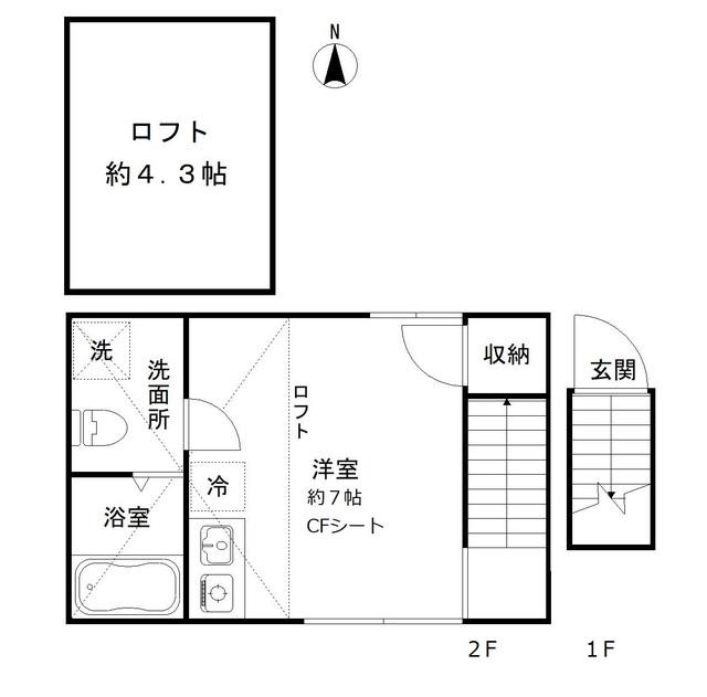 LOFTER(ワンルーム/2階)の間取り写真